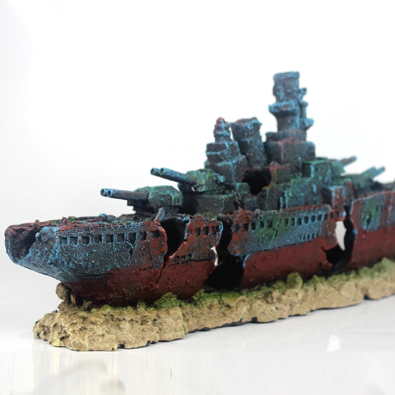 49cm Navy Warship Batttle Ship Resin Boat Aqaurium Tank Fish Decoration Ornament aquarium decor decoration
