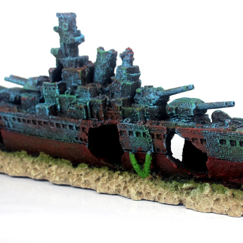 49cm Navy Warship Batttle Ship Resin Boat Aqaurium Tank Fish Decoration Ornament aquarium decor decoration