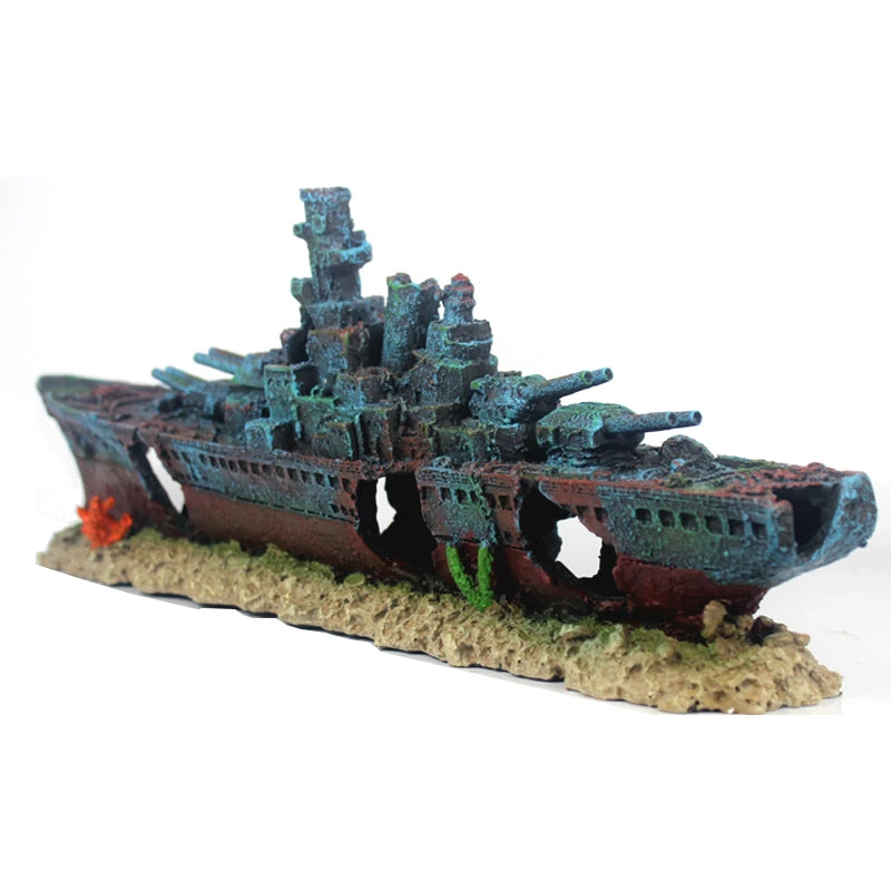 49cm Navy Warship Batttle Ship Resin Boat Aqaurium Tank Fish Decoration Ornament aquarium decor decoration