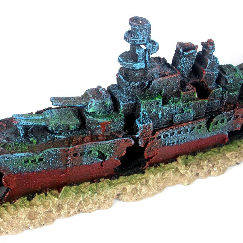 49cm Navy Warship Batttle Ship Resin Boat Aqaurium Tank Fish Decoration Ornament aquarium decor decoration