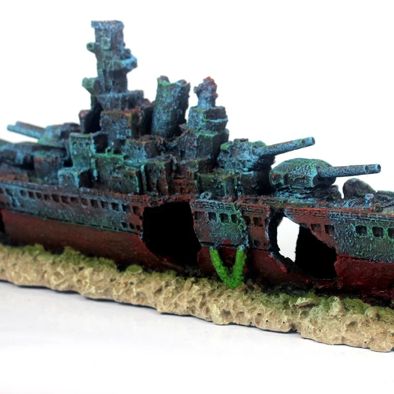 49cm Navy Warship Batttle Ship Resin Boat Aqaurium Tank Fish Decoration Ornament aquarium decor decoration